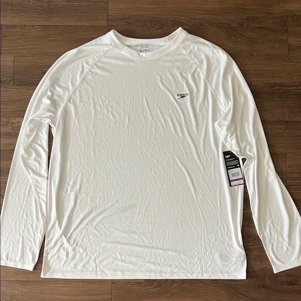 Speedo Men’s Long-Sleeve Athletic Crew Shirt - White